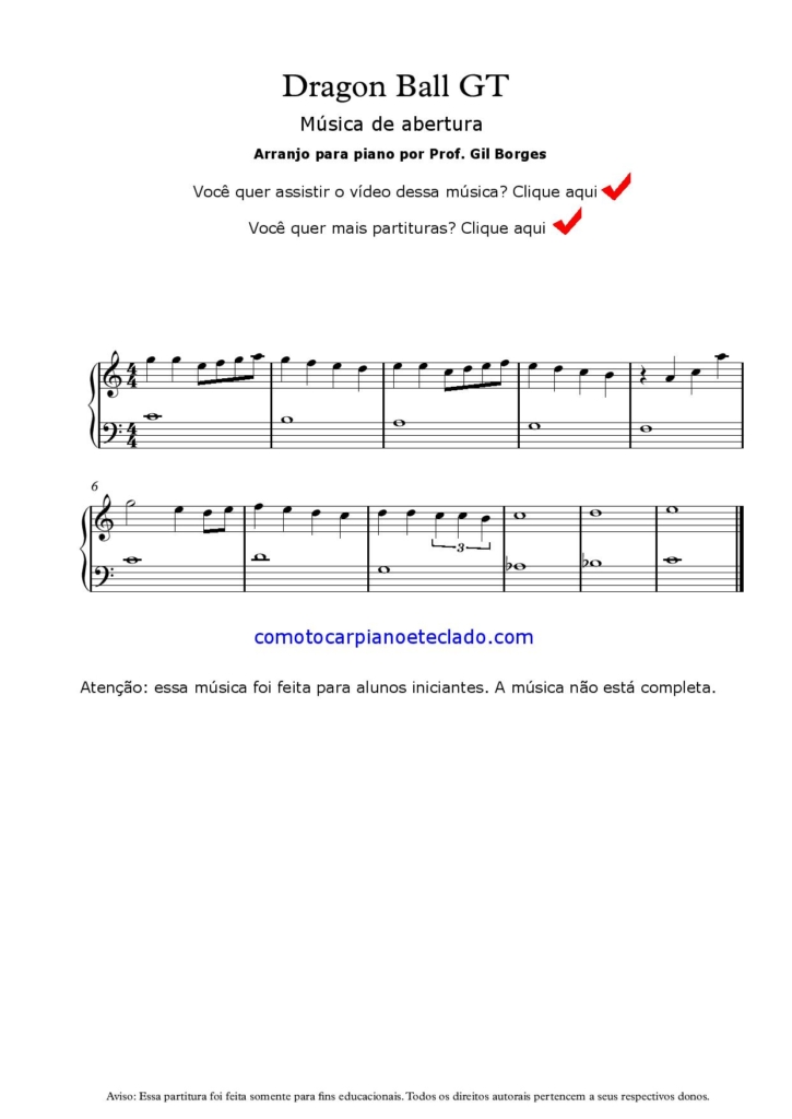 Sorriso Resplandecente (Dragon Ball) Cifra/Partitura 