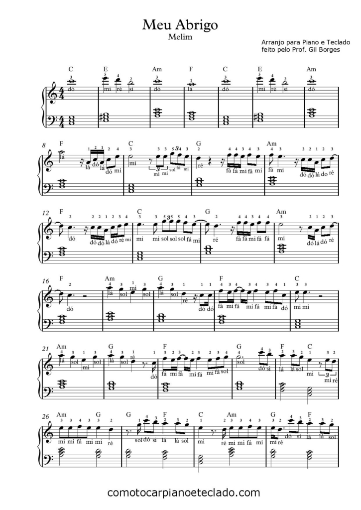 Meu abrigo melim partitura